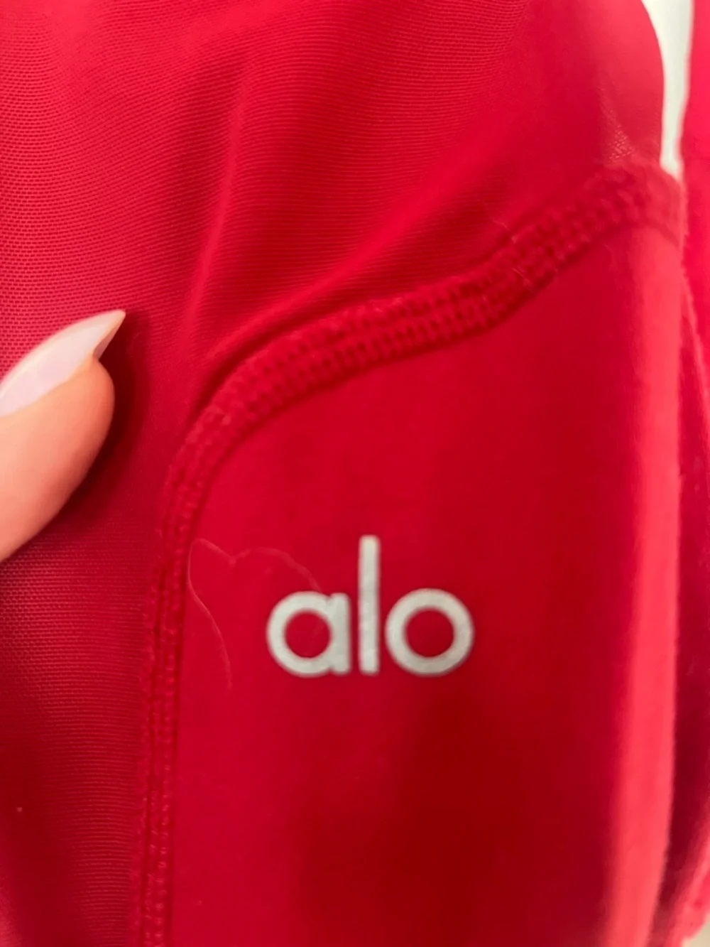 ALO Yoga Women's Coral Red Leggings Mesh Cutouts (optional stirrup) Medium